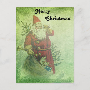 Not leidende Vintage Weihnachtsmann Evergreen Boug Postkarte