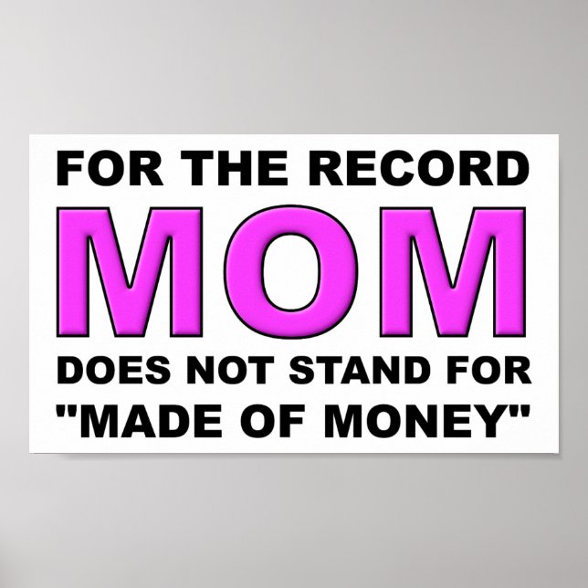 Not Made Of Money Funny Poster (Vorne)
