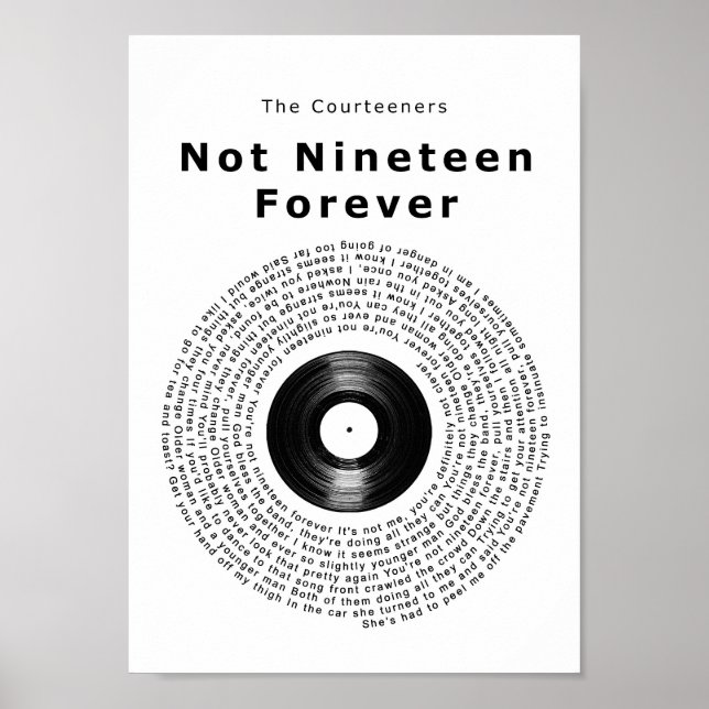 Not Nineteen Forever Vinyl Record Song Lyric Print Poster (Vorne)