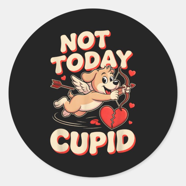 Not Today Cud Funny Puppy Anti Valentine Retro Car Runder Aufkleber (Vorderseite)