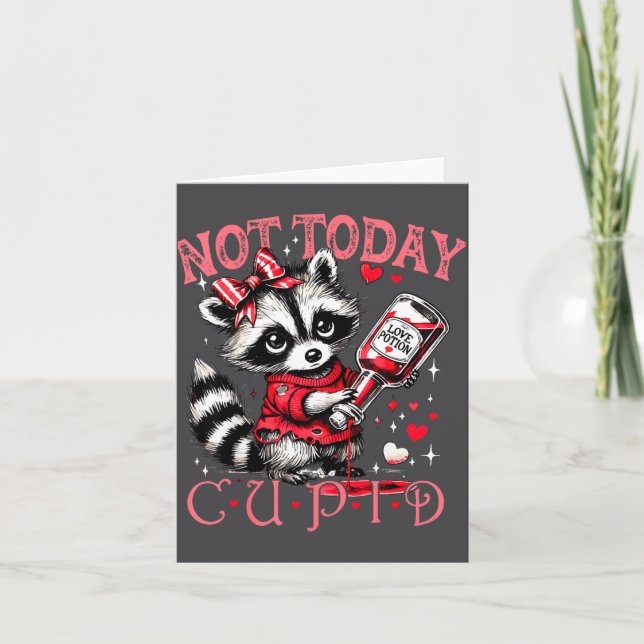 Not Today Cud Funny Raccoon Valentines Day Cute Ki Karte (Vorderseite)