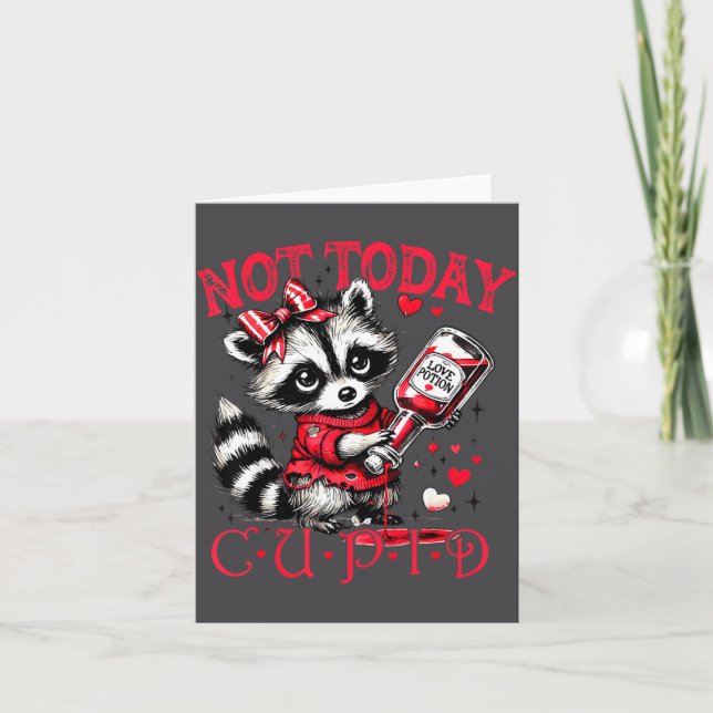 Not Today Cud Funny Raccoon Valentines Day Cute Ki Karte (Vorderseite)