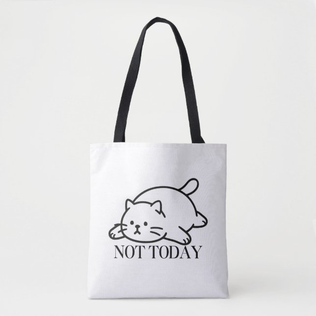 Not Today Cute Lazy Cat Mood Tasche (Vorderseite)