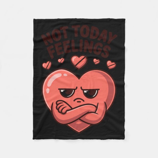 Not Today Feelings Cute Moody Heart Anti Valentine Fleecedecke (Vorderseite)
