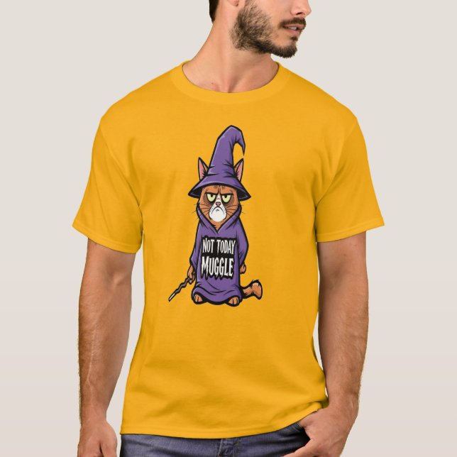 Not Today Muggle Cat T-Shirt - Funny Wizard Cat   (Vorderseite)