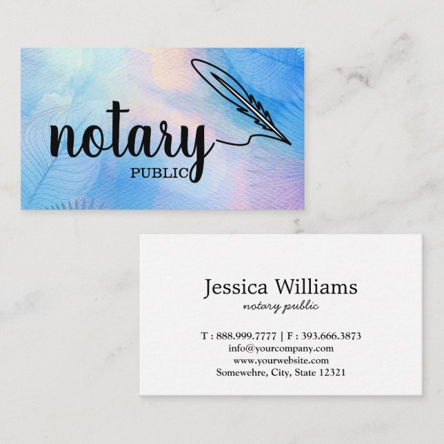Notaire Public Élégant Script Carte de visite simp (Devant / Derrière)