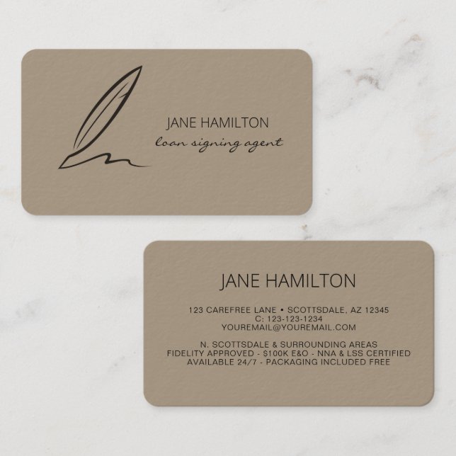 Notar-Agent für Berufliche Darlehen Visitenkarte (Vorne/Hinten)