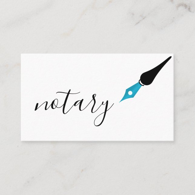 Notar Agent Pen Logo Freelance Calligraphy Writer Visitenkarte (Vorderseite)