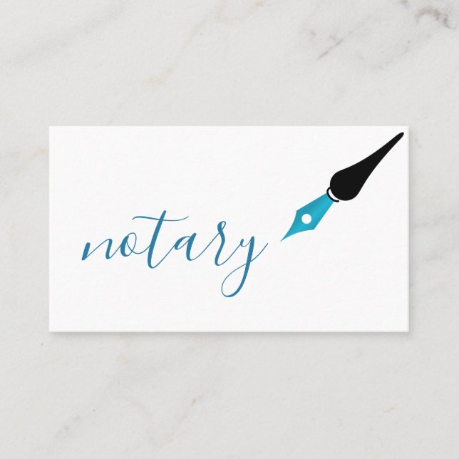 Notar Agent Pen Logo Freelance Calligraphy Writer Visitenkarte (Vorderseite)