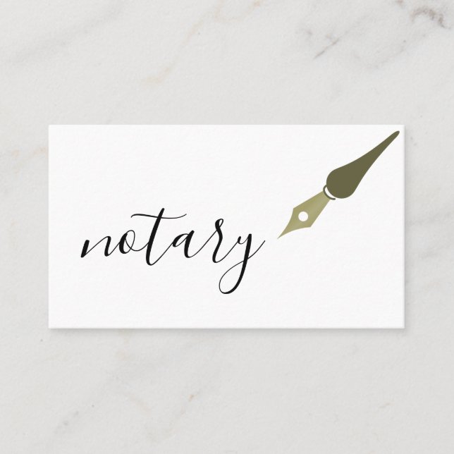 Notar Agent Pen Logo Freelance Calligraphy Writer Visitenkarte (Vorderseite)