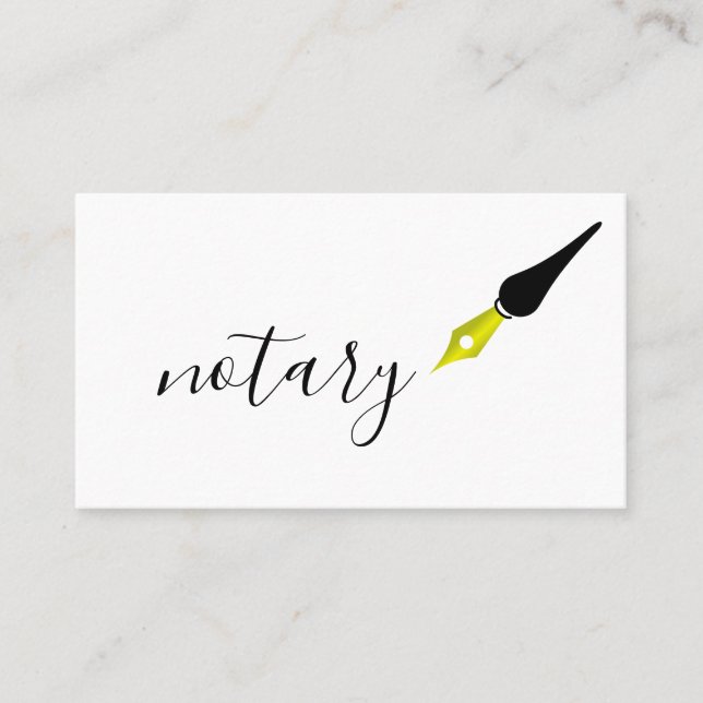 Notar Agent Pen Logo Freelance Calligraphy Writer Visitenkarte (Vorderseite)