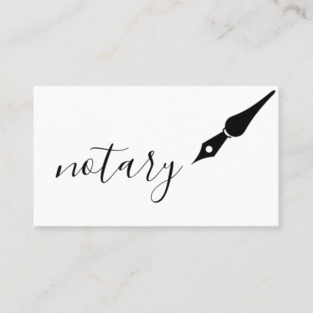 Notar Agent Pen Logo Freelance Calligraphy Writer Visitenkarte (Vorderseite)