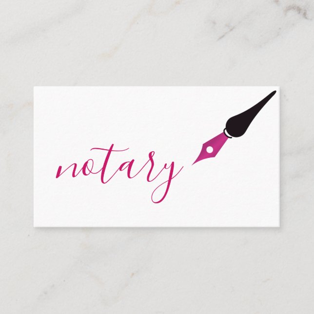 Notar Agent Pen Logo Freelance Calligraphy Writer Visitenkarte (Vorderseite)
