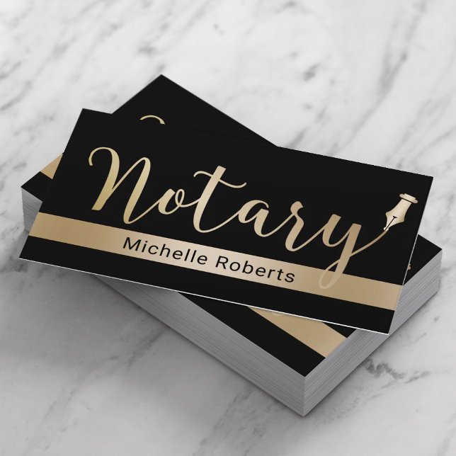 Notar-Agent-Signatur für mobiles Notar Gold Stripe Visitenkarte (Von Creator hochgeladen)