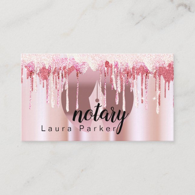 Notar-Agent-Signatur Rose Gold Dripping Visitenkarte (Vorderseite)