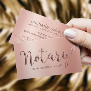 Notar Agent Signature Rose Gold Typografie Visitenkarte