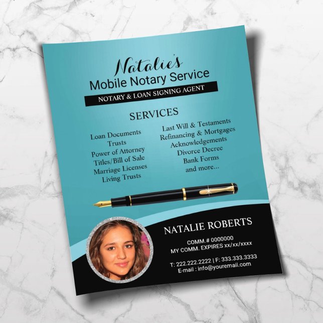 Notar-Agent Signierung Berufliches Aquamarines Fot Flyer (Von Creator hochgeladen)