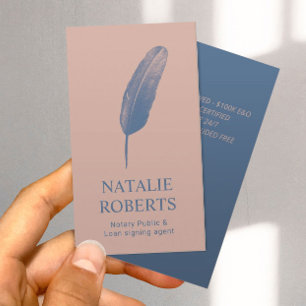 Notar Agent Signing  Quill Pen Dusty Rose Visitenkarte
