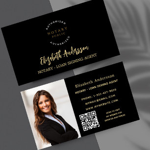 Notar Kreditsignierung Agent Black Gold Foto QR Lo Visitenkarte