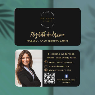 Notar Kreditsignierung Agent Black Gold Foto QR Lo Visitenkarte