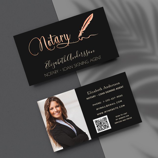 Notar Kreditsignierung Agent schwarze Rose Foto QR Visitenkarte (Von Creator hochgeladen)