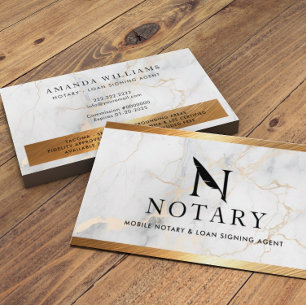 Notar-Kreditunterschrift Agent Gold Border Marble Visitenkarte