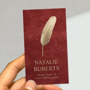 Notar-Kreditunterschrift Agent Gold Quill Pen Velv Visitenkarte
