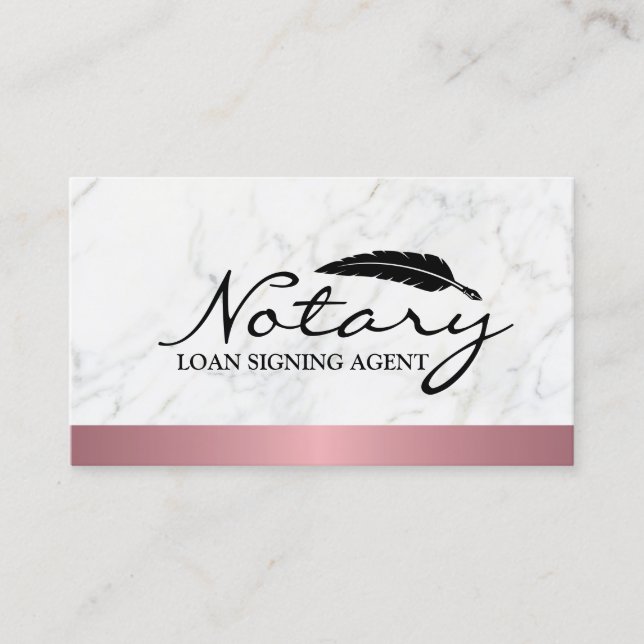 Notar-Kreditunterschrift Agent Rose Gold Border Ma Visitenkarte (Vorderseite)
