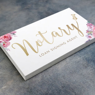 Notar - Kreditunterzeichnungsagent Elegant Floral Visitenkarte