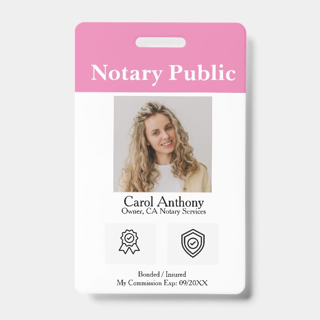 Notar/Notar Signatur Agent-ID-Abzeichen Ausweis (Vorderseite)