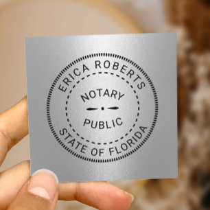 Notar öffentliche Briefmarke Moderne Silbermetall Quadratische Visitenkarte