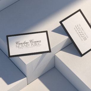 Notar Public Black Border White Modern Card Visitenkarte