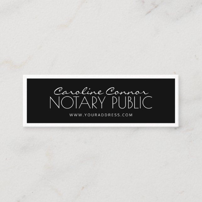 Notar Public Black & White Borded Card Mini Visitenkarte (Vorderseite)