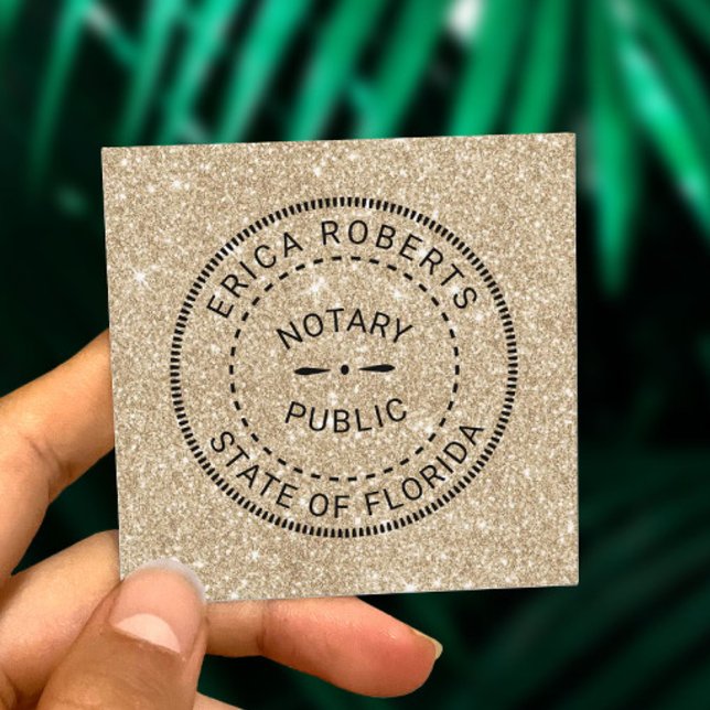 Notar Public Briefmarke Moderner Gold Glitzer Quadratische Visitenkarte (Von Creator hochgeladen)