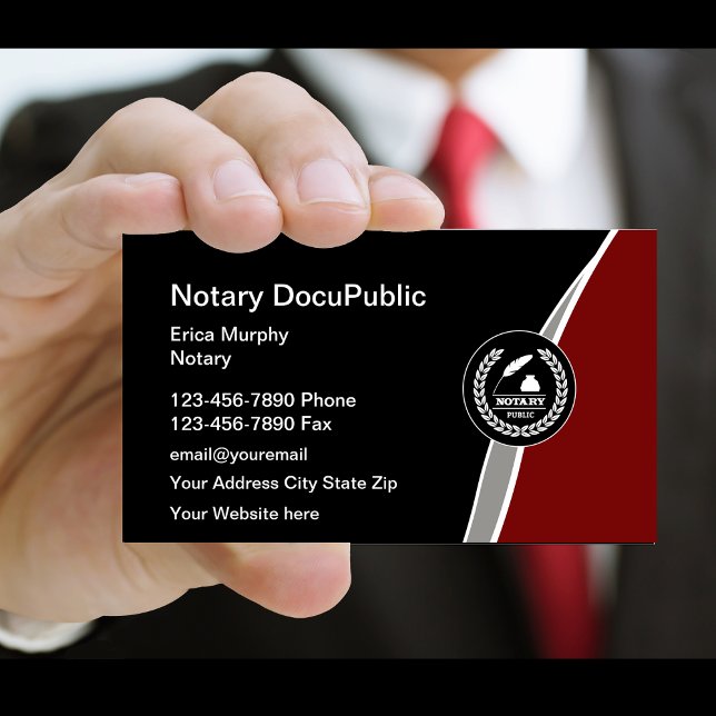 Notar Public Emblem Business Card Design Visitenkarte (Von Creator hochgeladen)