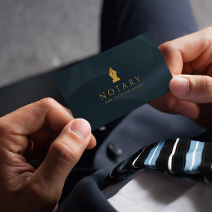 Notar Public Ink Pen Loan Signing Agent Navy Visitenkarte