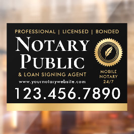Notar Public Loan Signing Agent Black Gold Fensteraufkleber