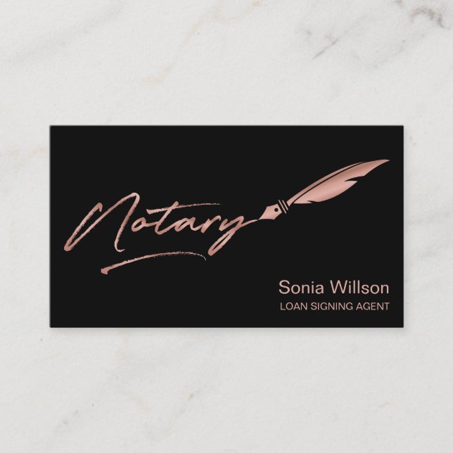 Notar Public Loan Signing Agent Moderne Rose Gold Visitenkarte (Vorderseite)