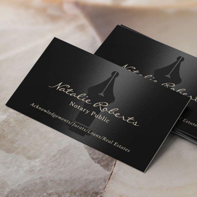 Notar Public Loan Signing Agent Moderner Schwarz Visitenkarte (Von Creator hochgeladen)