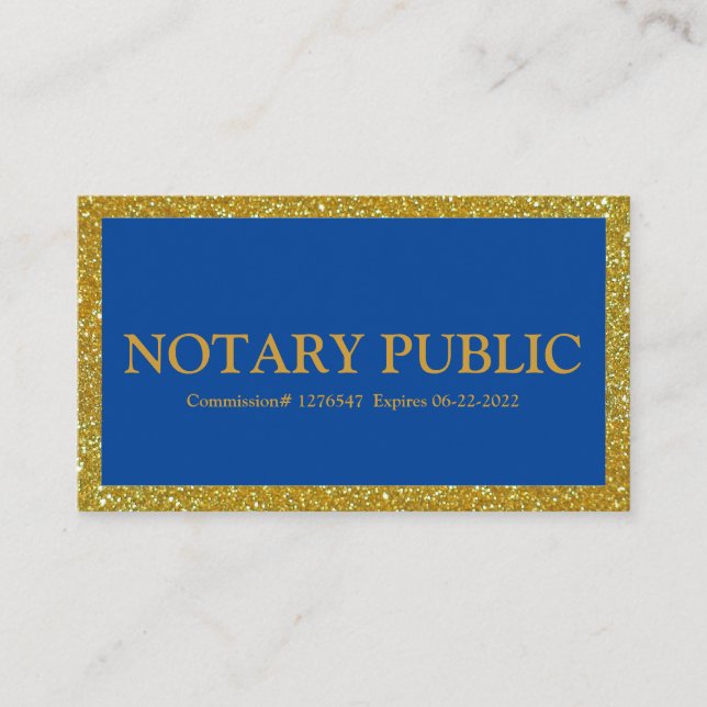 Notar Public Loan Signing Agent Navy & Gold Visitenkarte (Vorderseite)