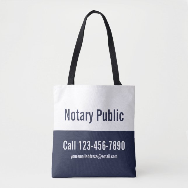 Notar Public Midnight Blue und White Promotion Tasche (Vorderseite)