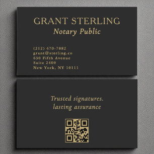 Notar Public Minimalistisch Black Gold QR Code Visitenkarte