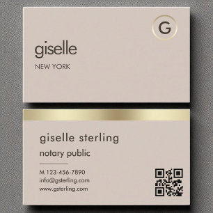 Notar Public QR Code Imitats Gold Foil Monogram Visitenkarte