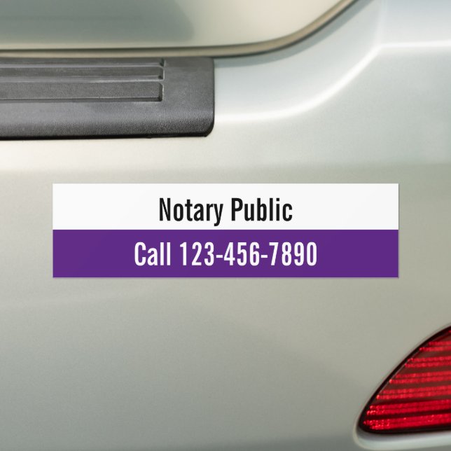 Notar Public Royal Lila und White Phone Number Autoaufkleber (Auf Auto)