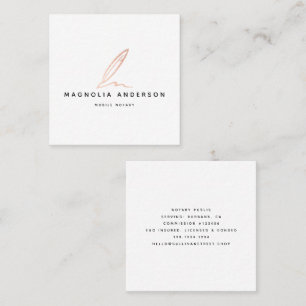Notar Public Signature Agent Rose Gold Foil Quill  Quadratische Visitenkarte