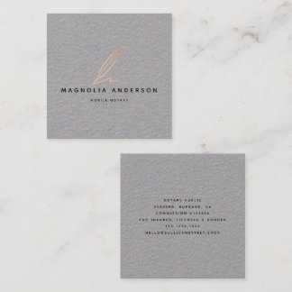 Notar Public Signing Agent Rose Gold Foil Quill Quadratische Visitenkarte