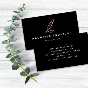 Notar Public Signing Agent Rose Gold Foil Quill Visitenkarte