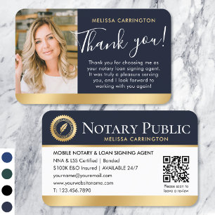 Notar Public Vielen Dank Foto QR Co Dark Blue Gold Visitenkarte