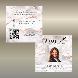 Notar Rose Gold Foto QR Code Kreditunterzeichnung Quadratische Visitenkarte