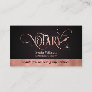 Notar Rose Gold-Kredit-Unterzeichnung Vielen Dank Visitenkarte